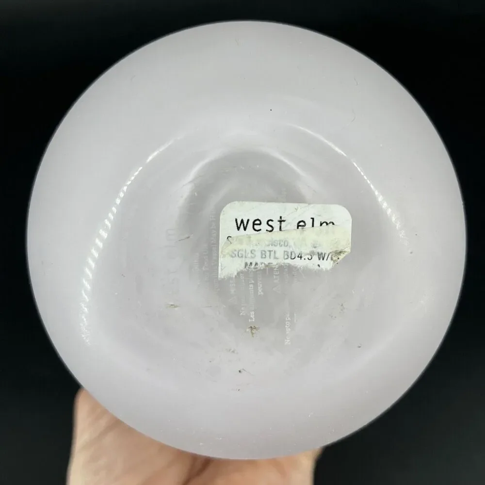 West Elm Soft Pink Cased Glass Vase Matte Finish White Interior 5 in